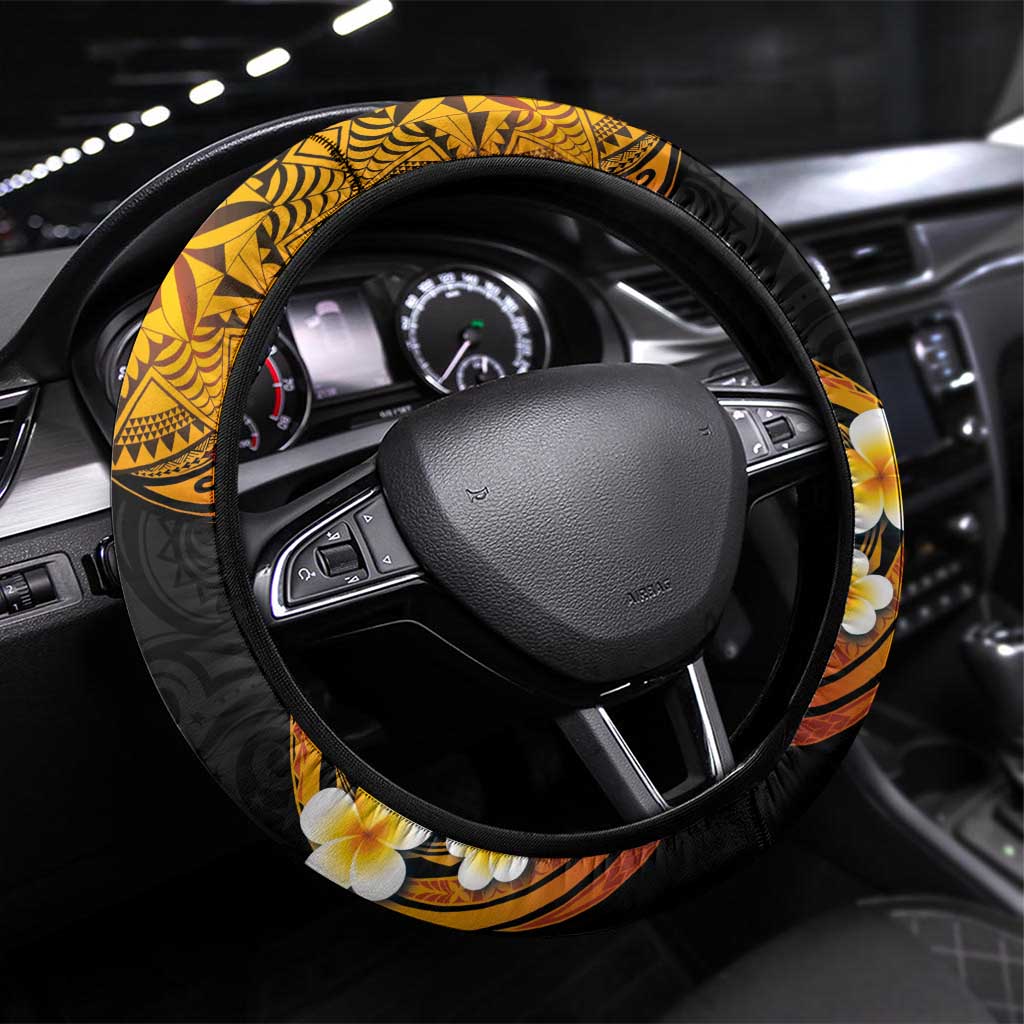 Chuuk Independence Day Steering Wheel Cover Polynesian Tattoo and Plumeria Reggae Color LT03 Universal Fit Reggae - Polynesian Pride