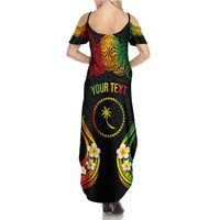 Personalised Chuuk Independence Day Summer Maxi Dress Polynesian Tattoo and Plumeria Reggae Color LT03 - Polynesian Pride