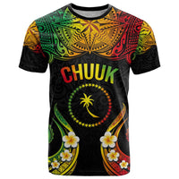 Personalised Chuuk Independence Day T Shirt Polynesian Tattoo and Plumeria Reggae Color