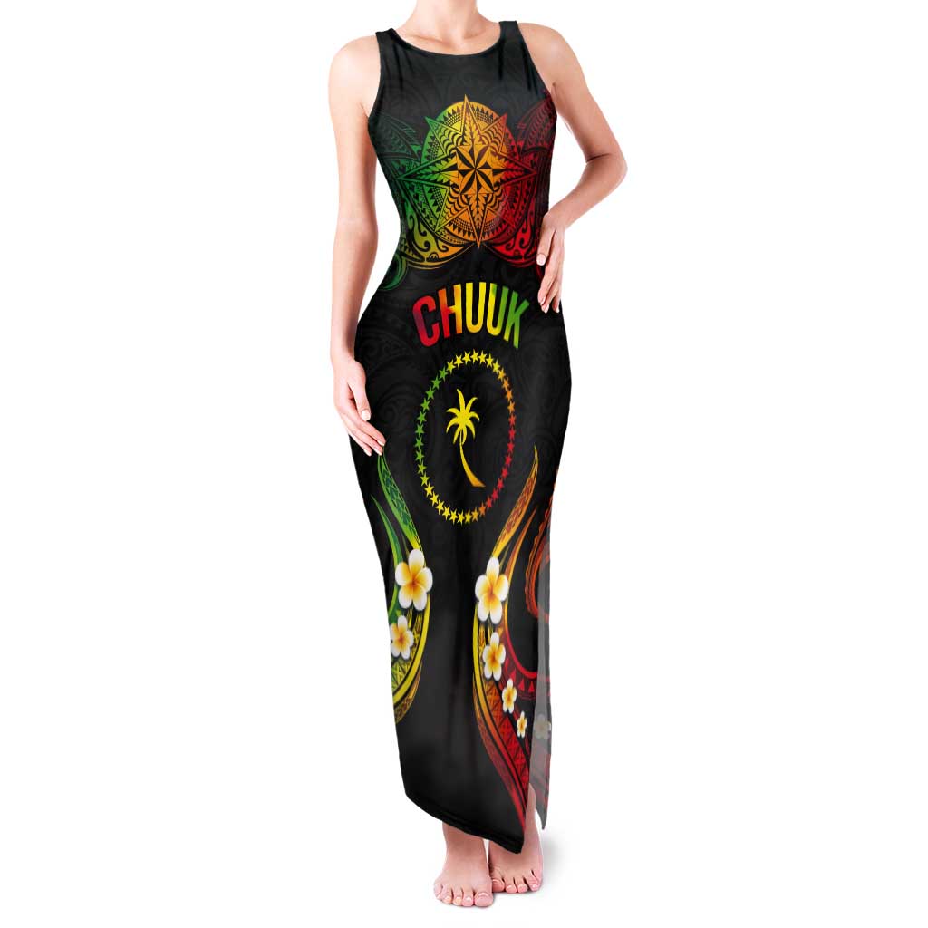 Personalised Chuuk Independence Day Tank Maxi Dress Polynesian Tattoo and Plumeria Reggae Color LT03 Women Reggae - Polynesian Pride