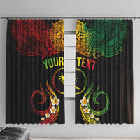 Personalised Chuuk Independence Day Window Curtain Polynesian Tattoo and Plumeria Reggae Color