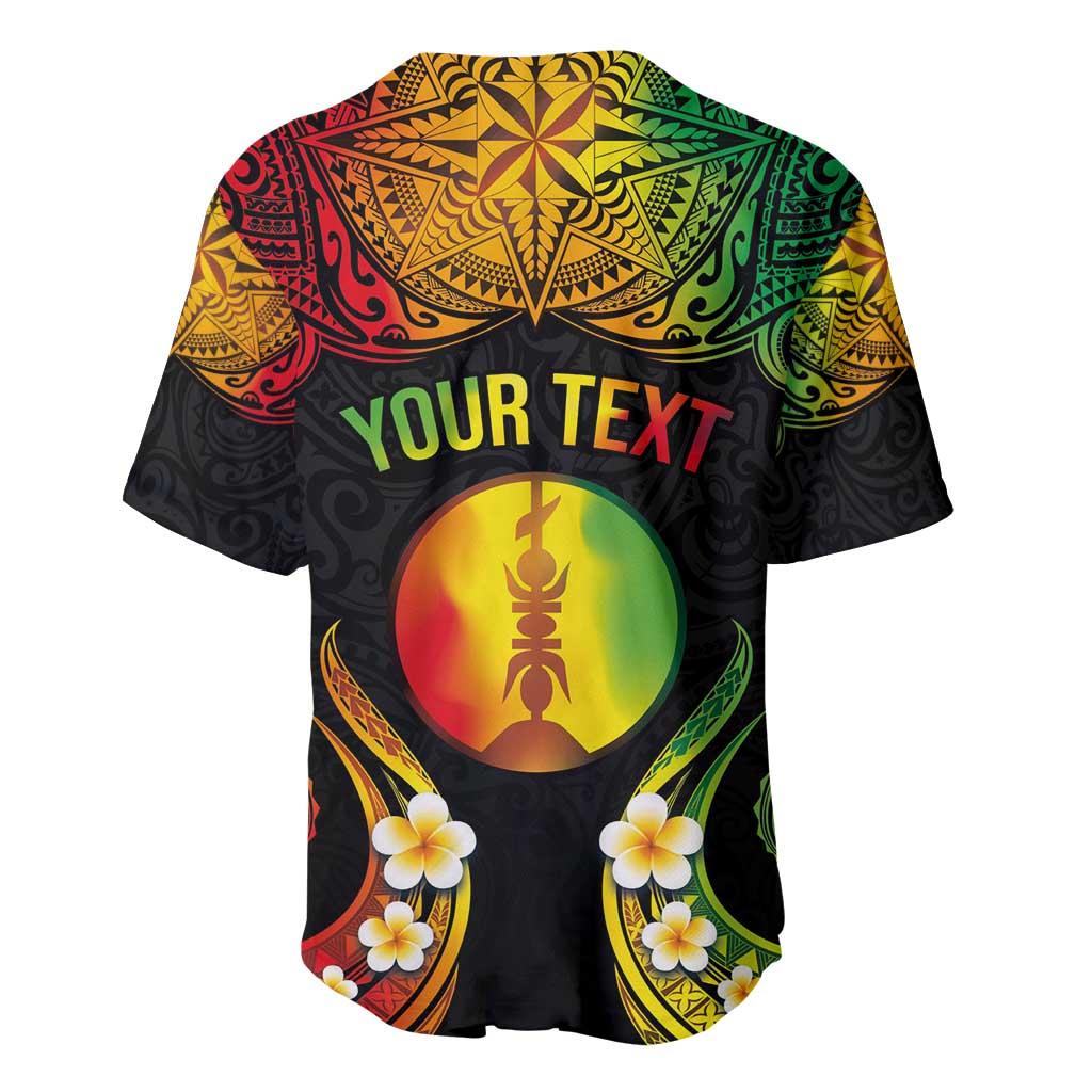 Personalised New Caledonia Independence Day Baseball Jersey Polynesian Tattoo and Plumeria Reggae Color LT03 - Polynesian Pride