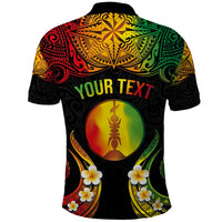 Personalised New Caledonia Independence Day Polo Shirt Polynesian Tattoo and Plumeria Reggae Color