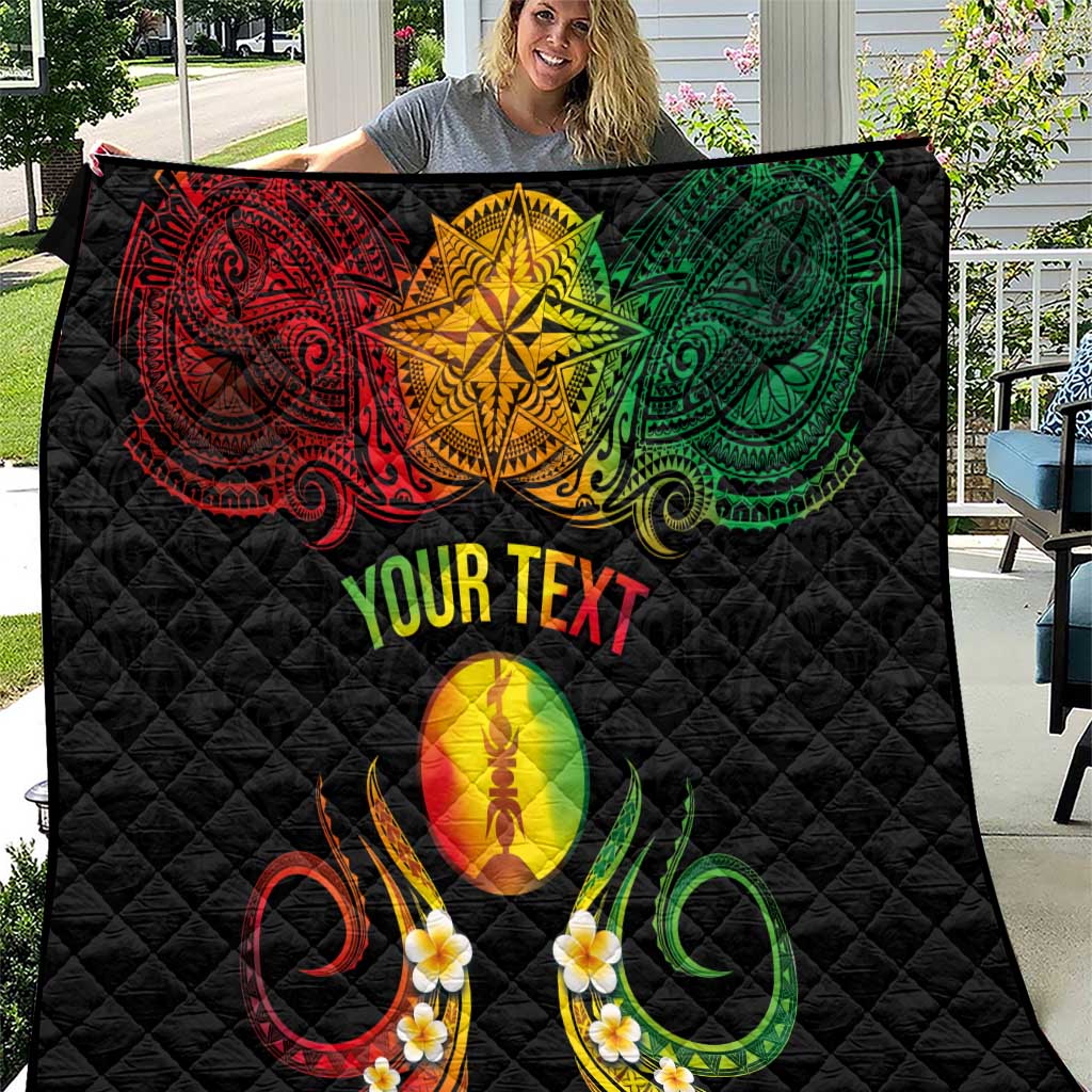Personalised New Caledonia Independence Day Quilt Polynesian Tattoo and Plumeria Reggae Color LT03 Reggae - Polynesian Pride