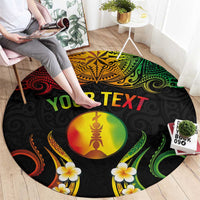 Personalised New Caledonia Independence Day Round Carpet Polynesian Tattoo and Plumeria Reggae Color LT03 - Polynesian Pride
