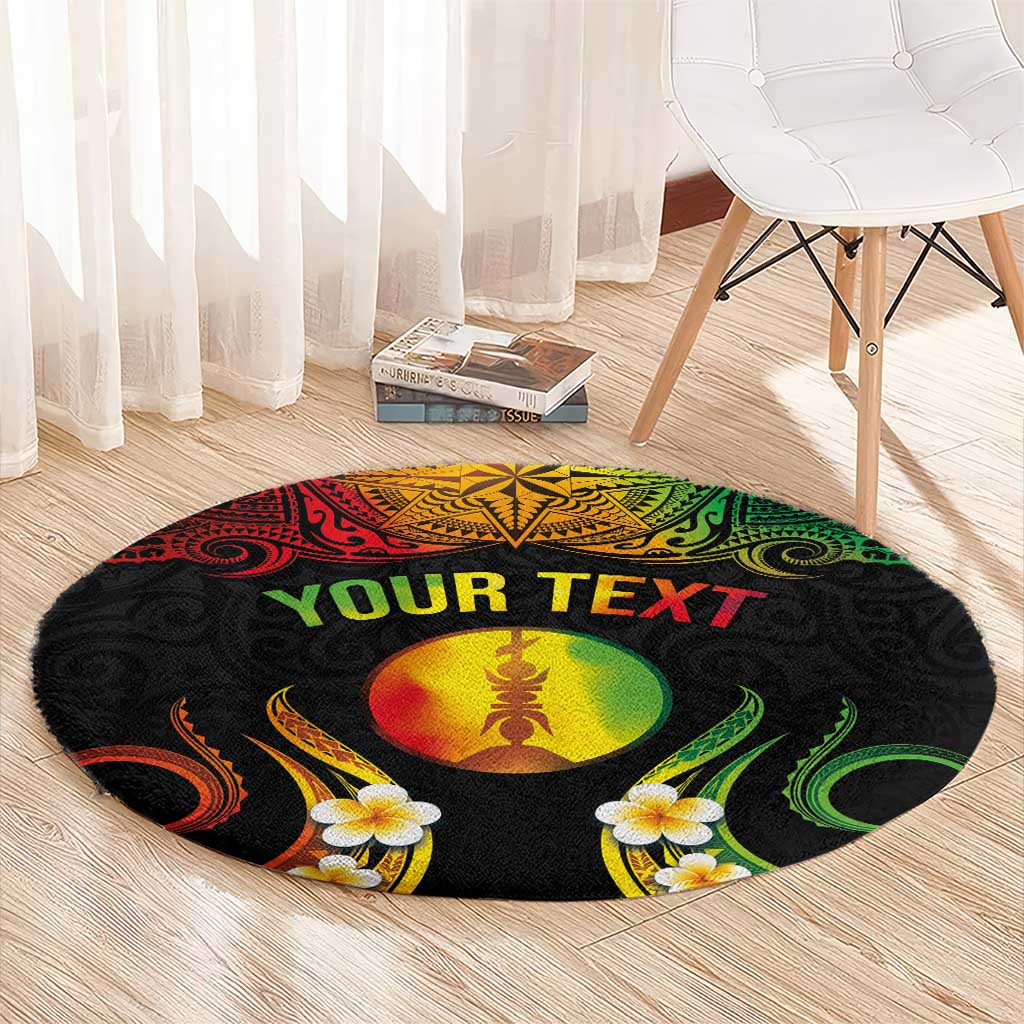 Personalised New Caledonia Independence Day Round Carpet Polynesian Tattoo and Plumeria Reggae Color LT03 - Polynesian Pride