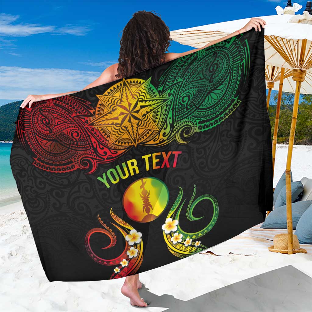 Personalised New Caledonia Independence Day Sarong Polynesian Tattoo and Plumeria Reggae Color LT03 One Size 44 x 66 inches Reggae - Polynesian Pride