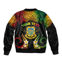 Personalised Tuvalu Independence Day Bomber Jacket Polynesian Tattoo and Plumeria Reggae Color LT03 - Polynesian Pride
