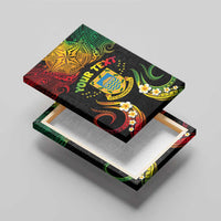 Personalised Tuvalu Independence Day Canvas Wall Art Polynesian Tattoo and Plumeria Reggae Color LT03 - Polynesian Pride