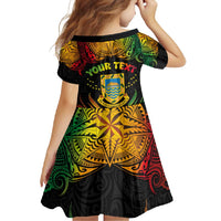 Personalised Tuvalu Independence Day Family Matching Summer Maxi Dress and Hawaiian Shirt Polynesian Tattoo and Plumeria Reggae Color LT03 - Polynesian Pride