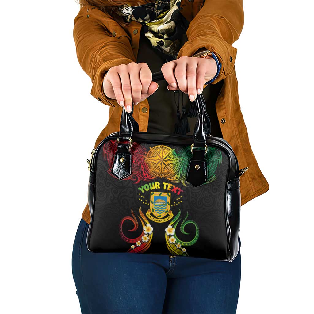 Personalised Tuvalu Independence Day Shoulder Handbag Polynesian Tattoo and Plumeria Reggae Color LT03 One Size Reggae - Polynesian Pride
