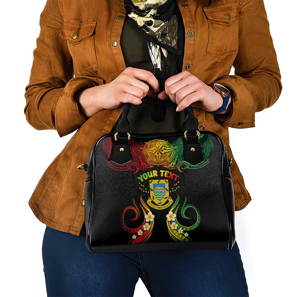 Personalised Tuvalu Independence Day Shoulder Handbag Polynesian Tattoo and Plumeria Reggae Color LT03 - Polynesian Pride