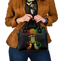 Personalised Tuvalu Independence Day Shoulder Handbag Polynesian Tattoo and Plumeria Reggae Color LT03 - Polynesian Pride