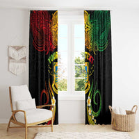 Personalised Tuvalu Independence Day Window Curtain Polynesian Tattoo and Plumeria Reggae Color LT03 - Polynesian Pride
