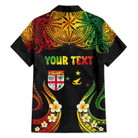 Personalised Malampa Fiji Day Family Matching Short Sleeve Bodycon Dress and Hawaiian Shirt Polynesian Tattoo and Plumeria Reggae Color LT03 - Polynesian Pride