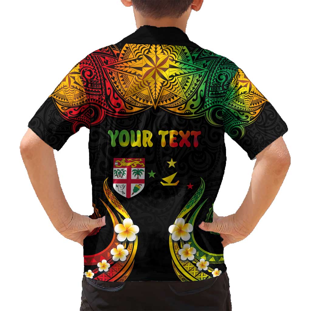 Personalised Malampa Fiji Day Family Matching Tank Maxi Dress and Hawaiian Shirt Polynesian Tattoo and Plumeria Reggae Color LT03 - Polynesian Pride