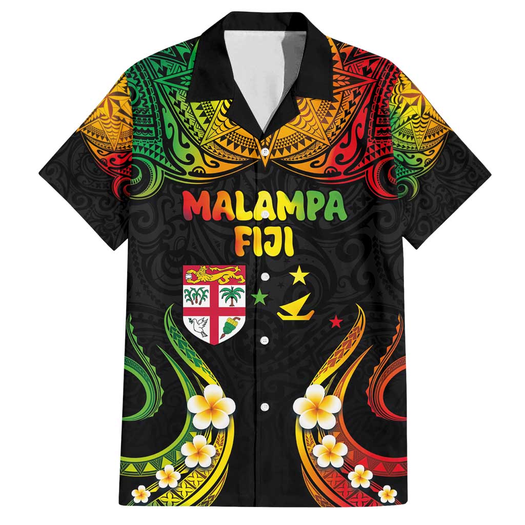 Personalised Malampa Fiji Day Family Matching Tank Maxi Dress and Hawaiian Shirt Polynesian Tattoo and Plumeria Reggae Color LT03 Dad's Shirt - Short Sleeve Reggae - Polynesian Pride