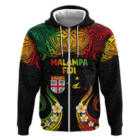 Personalised Malampa Fiji Day Hoodie Polynesian Tattoo and Plumeria Reggae Color