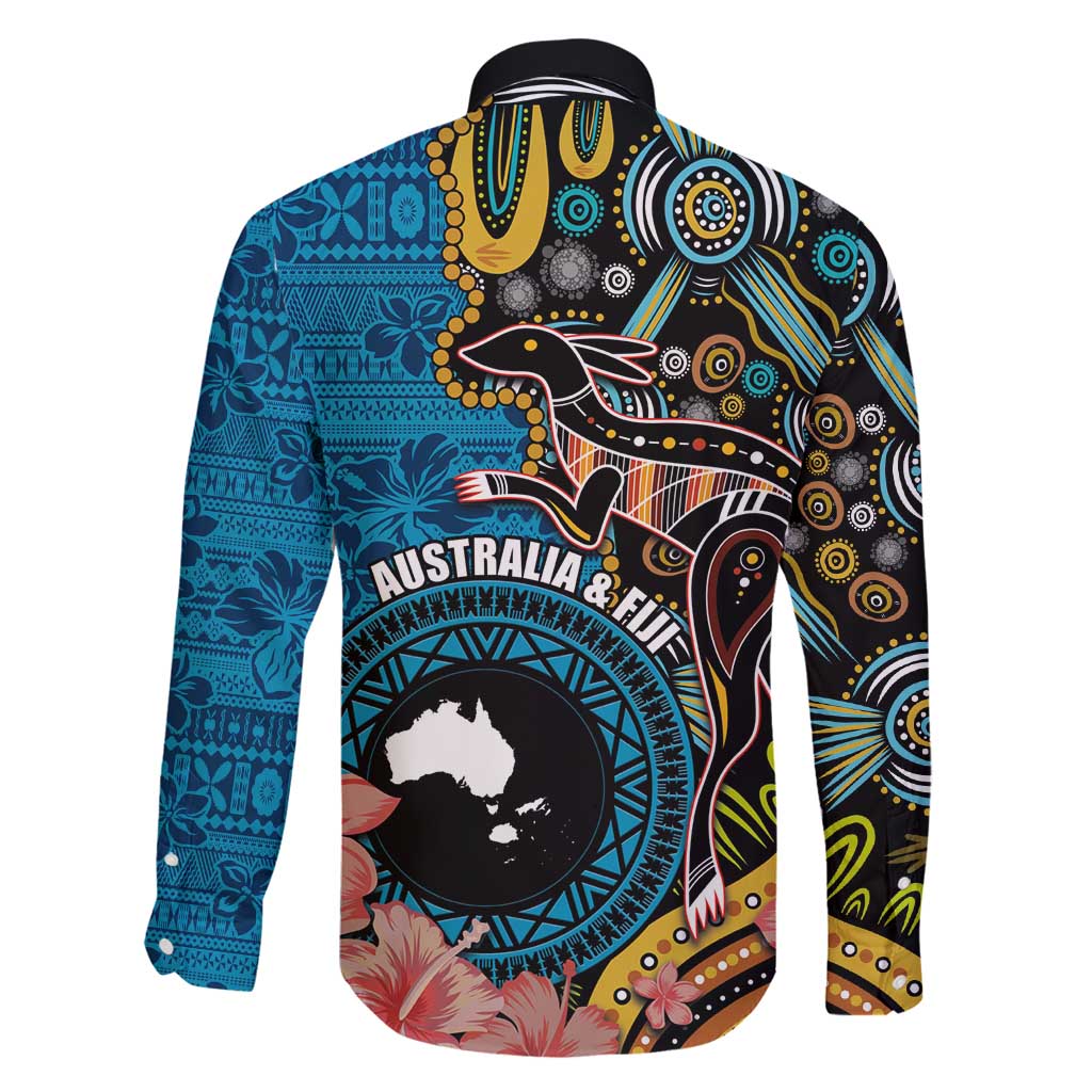 Fiji and Australia Kangaroos Family Matching Tank Maxi Dress and Hawaiian Shirt Indigenous Aboriginal and Fijian Masi Tribal Tattoo LT03 - Polynesian Pride