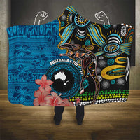 Fiji and Australia Kangaroos Hooded Blanket Indigenous Aboriginal and Fijian Masi Tribal Tattoo