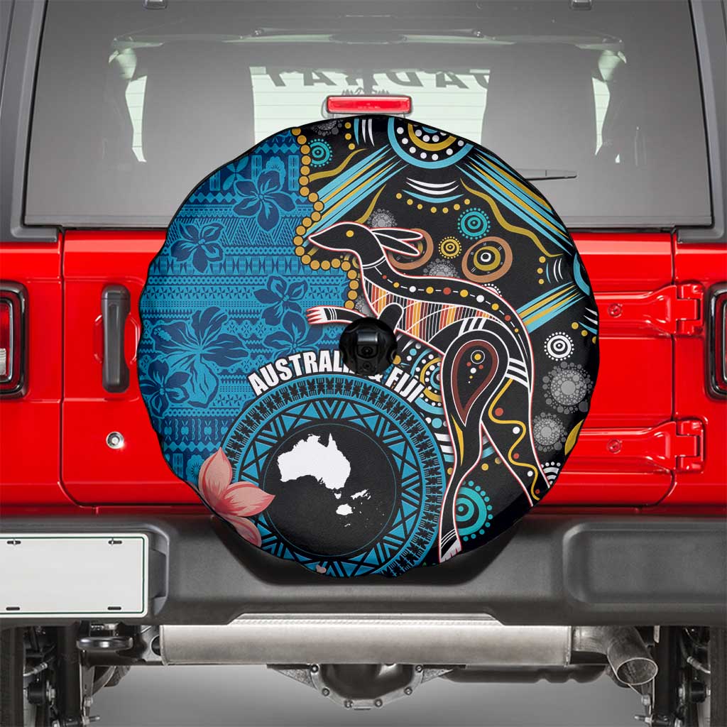 Fiji and Australia Kangaroos Spare Tire Cover Indigenous Aboriginal and Fijian Masi Tribal Tattoo