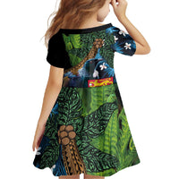 Fiji and New Zealand Tui Bird Family Matching Mermaid Dress and Hawaiian Shirt Koru Fern Leafs and Palm Tree With Plumeria LT03 - Polynesian Pride