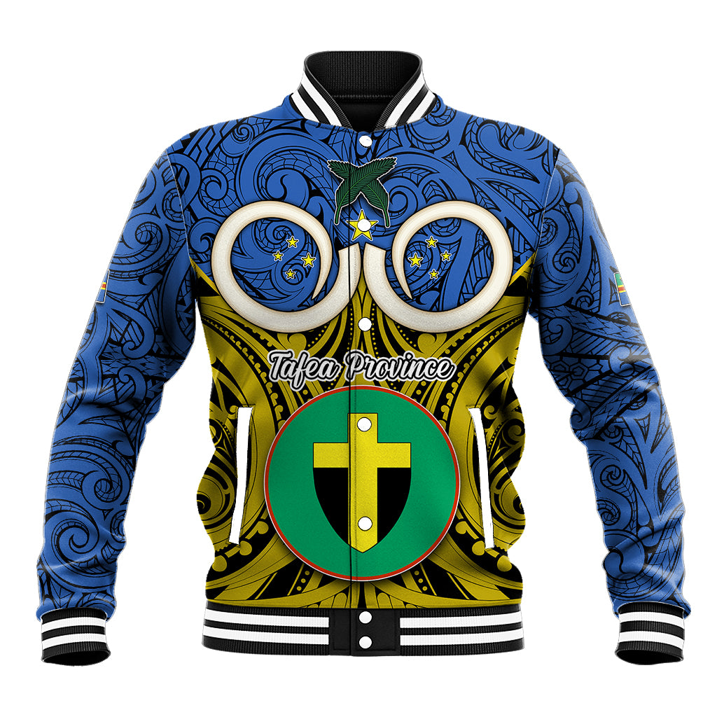 Vanuatu Tafea Province Baseball Jacket Pig Tusk Mix Maori Pattern and Namele Leaf LT03 Unisex Blue - Polynesian Pride