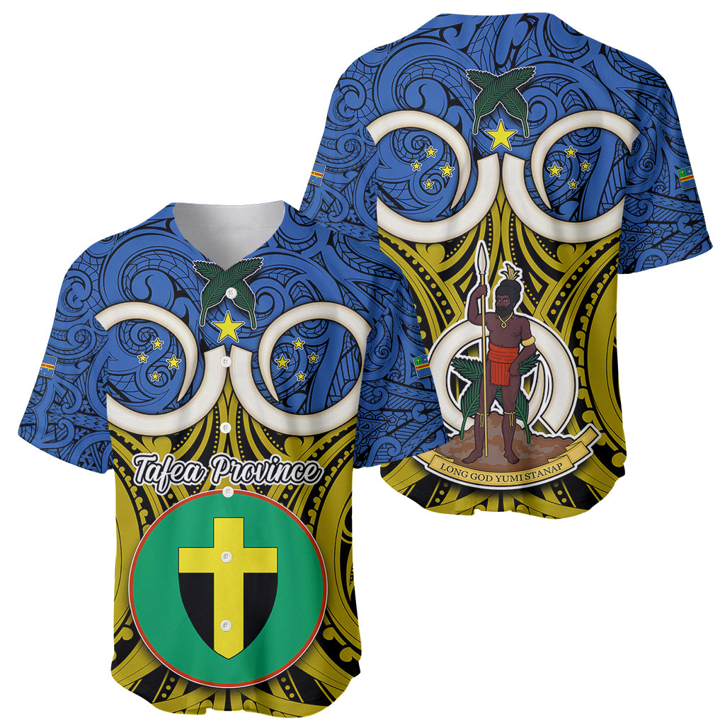 Vanuatu Tafea Province Baseball Jersey Pig Tusk Mix Maori Pattern and Namele Leaf LT03 - Polynesian Pride