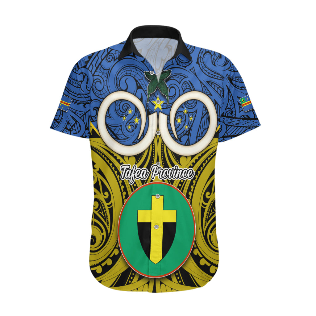 Vanuatu Tafea Province Hawaiian Shirt Pig Tusk Mix Maori Pattern and Namele Leaf LT03 Blue - Polynesian Pride