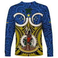 Vanuatu Tafea Province Long Sleeve Shirt Pig Tusk Mix Maori Pattern and Namele Leaf LT03 - Polynesian Pride