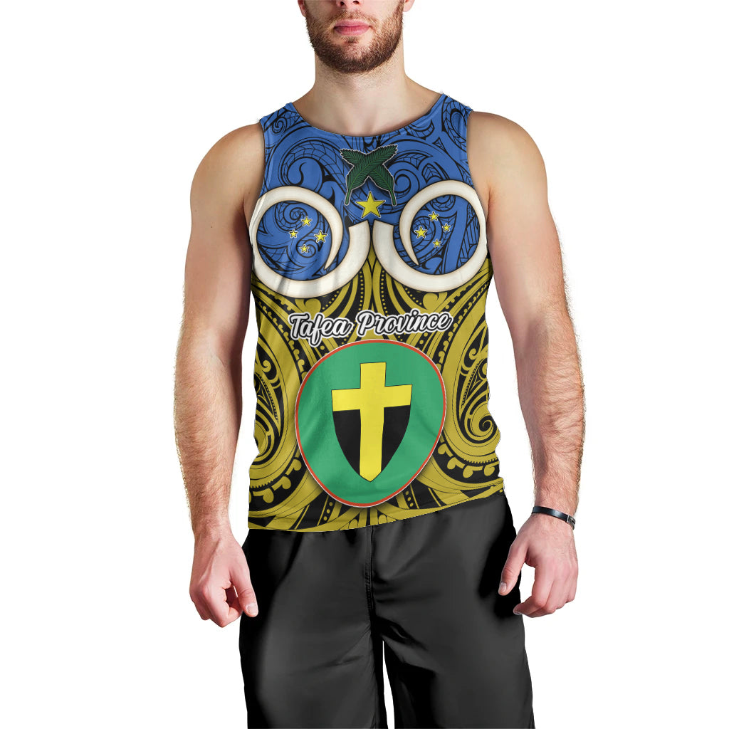 Vanuatu Tafea Province Men Tank Top Pig Tusk Mix Maori Pattern and Namele Leaf LT03 - Polynesian Pride