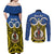 Personalised Vanuatu Tafea Province Couples Matching Off Shoulder Maxi Dress and Long Sleeve Button Shirts Pig Tusk Mix Maori Pattern and Namele Leaf LT03 - Polynesian Pride