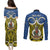 Personalised Vanuatu Tafea Province Couples Matching Puletasi Dress and Long Sleeve Button Shirts Pig Tusk Mix Maori Pattern and Namele Leaf LT03 - Polynesian Pride