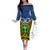 Personalised Vanuatu Tafea Province Family Matching Off Shoulder Long Sleeve Dress and Hawaiian Shirt Pig Tusk Mix Maori Pattern and Namele Leaf LT03 Mom's Dress Blue - Polynesian Pride