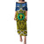 Personalised Vanuatu Tafea Province Family Matching Puletasi Dress and Hawaiian Shirt Pig Tusk Mix Maori Pattern and Namele Leaf LT03 Mom's Dress Blue - Polynesian Pride