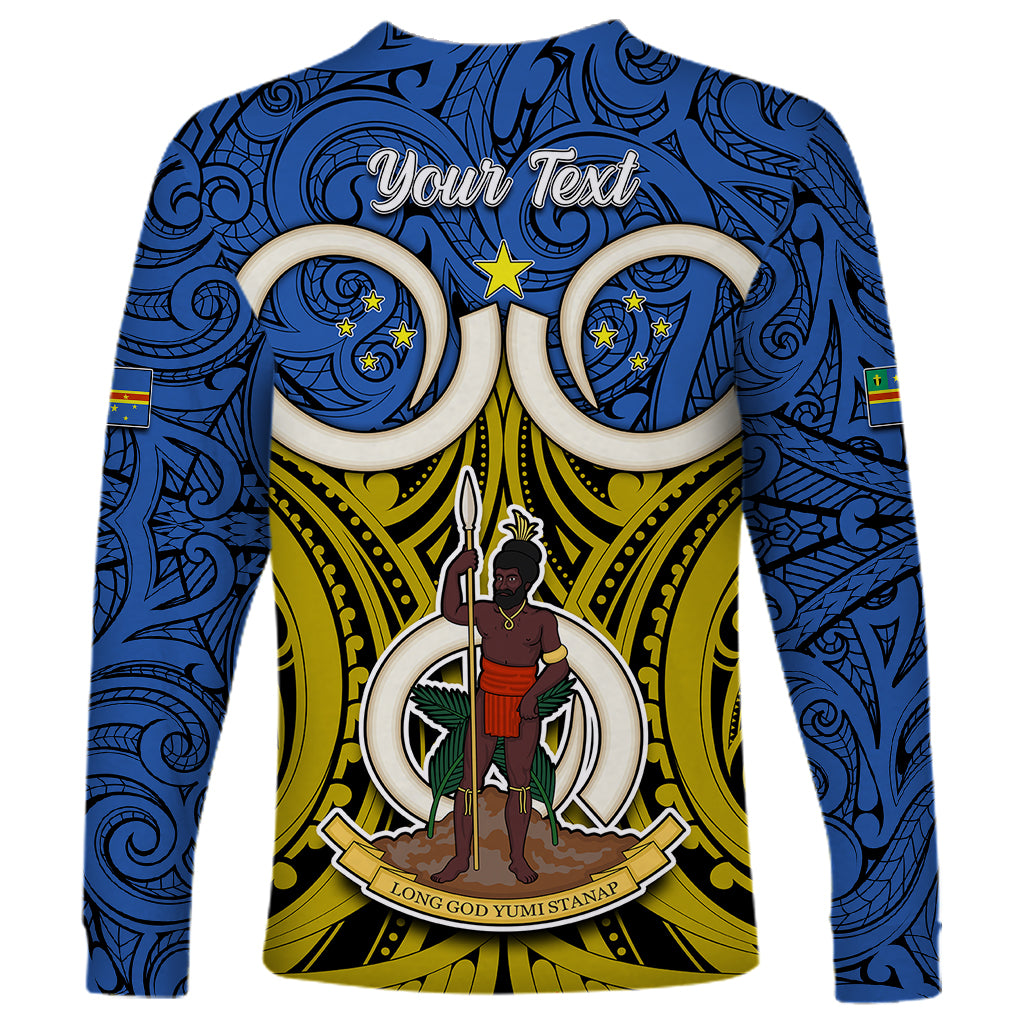 Personalised Vanuatu Tafea Province Long Sleeve Shirt Pig Tusk Mix Maori Pattern and Namele Leaf LT03 - Polynesian Pride