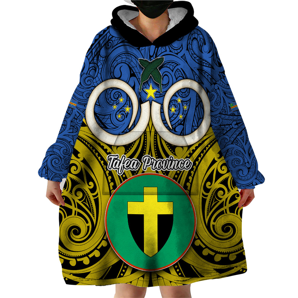 Personalised Vanuatu Tafea Province Wearable Blanket Hoodie Pig Tusk Mix Maori Pattern and Namele Leaf LT03 - Polynesian Pride