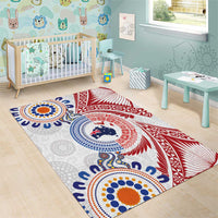 Tongan and Australian Culture Together Area Rug Ngatu Art Tribal Aboriginal Tattoo Pattern - Polynesian Pride