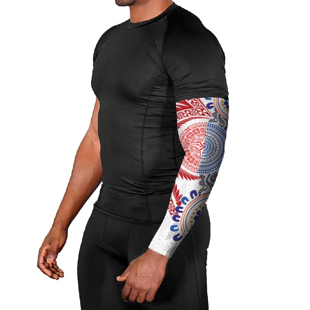 Tongan and Australian Culture Together Arm Sleeves Ngatu Art Tribal Aboriginal Tattoo Pattern - Polynesian Pride