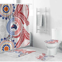 Tongan and Australian Culture Together Bathroom Set Ngatu Art Tribal Aboriginal Tattoo Pattern - Polynesian Pride