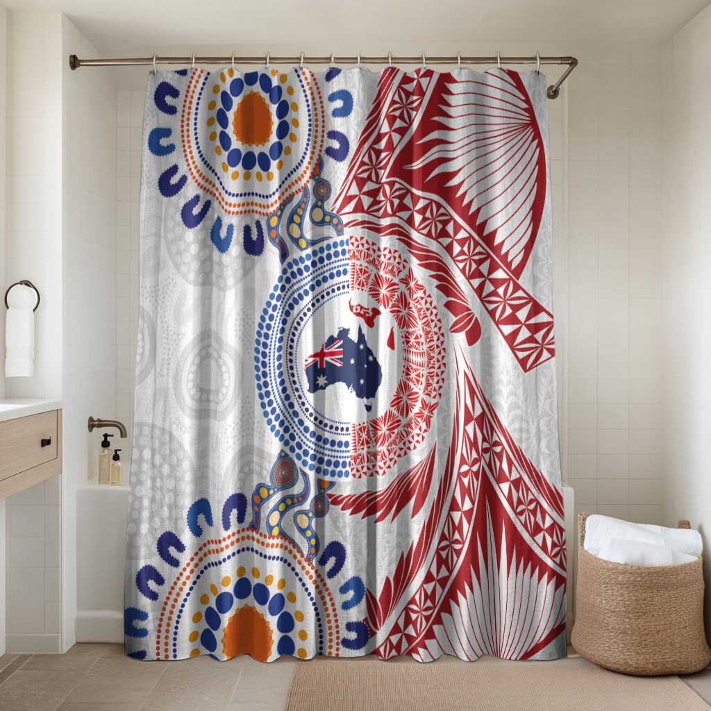 Tongan and Australian Culture Together Bathroom Set Ngatu Art Tribal Aboriginal Tattoo Pattern - Polynesian Pride