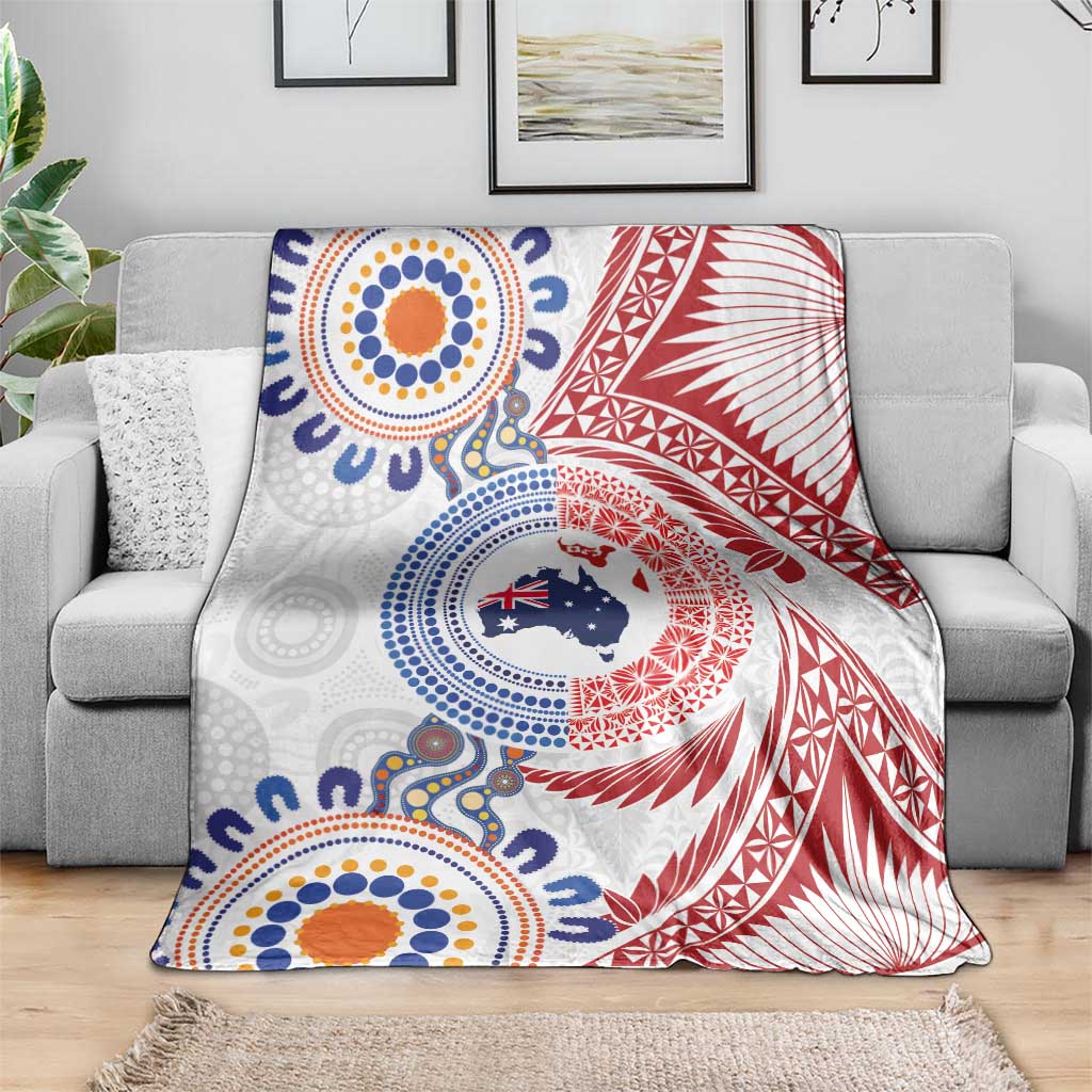 Tongan and Australian Culture Together Blanket Ngatu Art Tribal Aboriginal Tattoo Pattern - Polynesian Pride