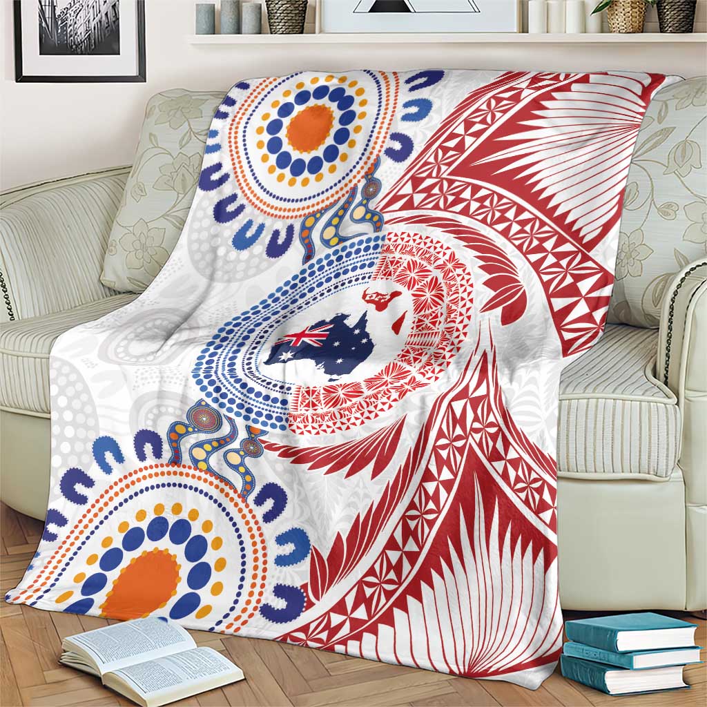 Tongan and Australian Culture Together Blanket Ngatu Art Tribal Aboriginal Tattoo Pattern - Polynesian Pride