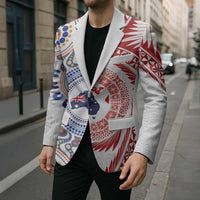Tongan and Australian Culture Together Blazer Ngatu Art Tribal Aboriginal Tattoo Pattern - Polynesian Pride