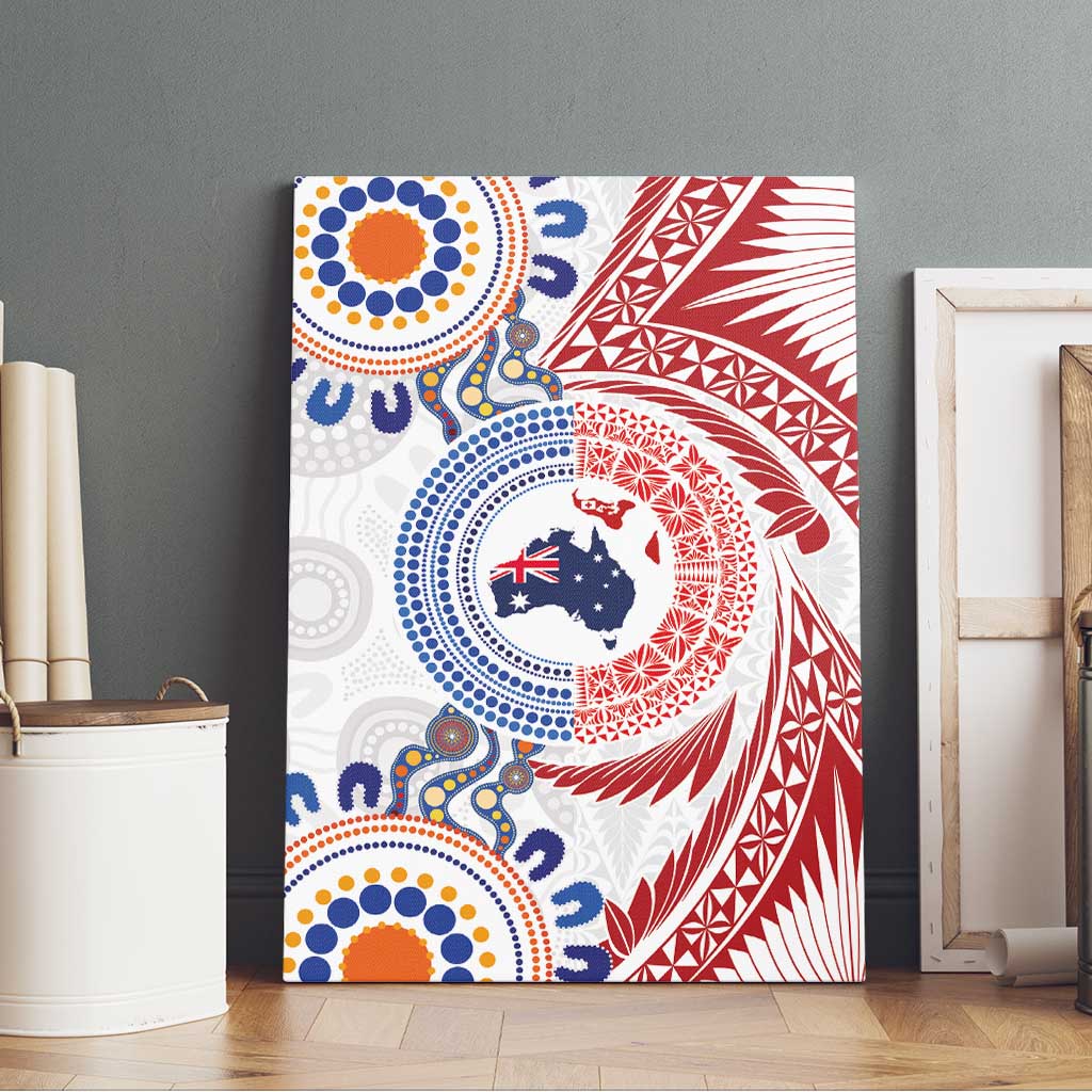 Tongan and Australian Culture Together Canvas Wall Art Ngatu Art Tribal Aboriginal Tattoo Pattern - Polynesian Pride