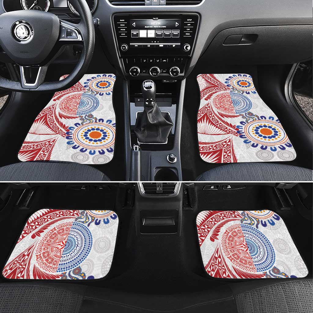 Tongan and Australian Culture Together Car Mats Ngatu Art Tribal Aboriginal Tattoo Pattern - Polynesian Pride
