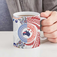 Tongan and Australian Culture Together Ceramic Mug Ngatu Art Tribal Aboriginal Tattoo Pattern - Polynesian Pride