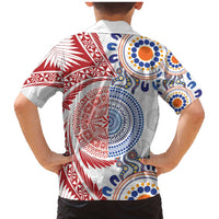 Tongan and Australian Culture Together Family Matching Mermaid Dress and Hawaiian Shirt Ngatu Art Tribal Aboriginal Tattoo Pattern - Polynesian Pride