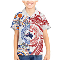 Tongan and Australian Culture Together Family Matching Mermaid Dress and Hawaiian Shirt Ngatu Art Tribal Aboriginal Tattoo Pattern - Polynesian Pride