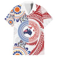 Tongan and Australian Culture Together Family Matching Off Shoulder Maxi Dress and Hawaiian Shirt Ngatu Art Tribal Aboriginal Tattoo Pattern - Polynesian Pride